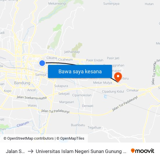 Jalan Suren to Universitas Islam Negeri Sunan Gunung Djati Bandung map