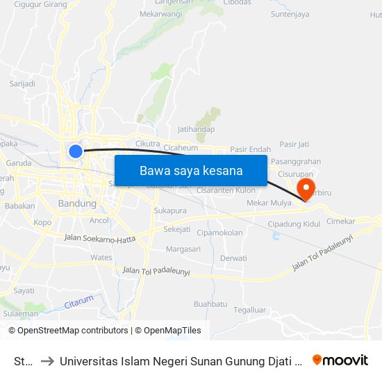 Sthb to Universitas Islam Negeri Sunan Gunung Djati Bandung map