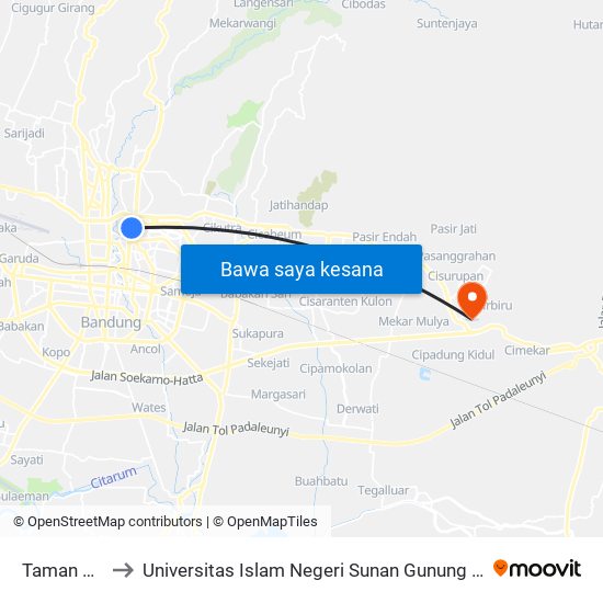 Taman Radio to Universitas Islam Negeri Sunan Gunung Djati Bandung map