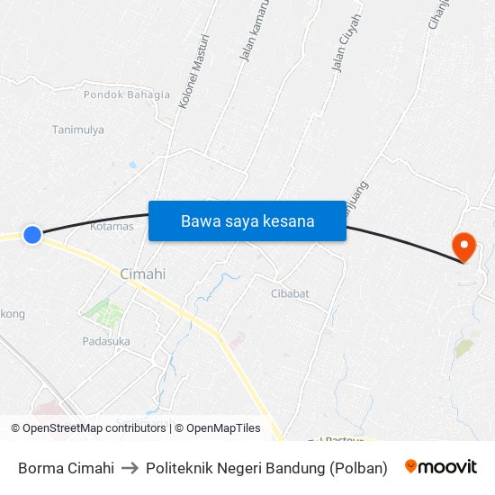 Borma Cimahi to Politeknik Negeri Bandung (Polban) map