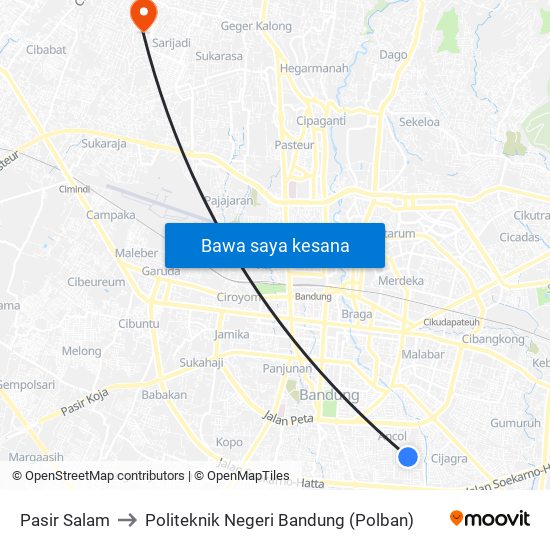 Pasir Salam to Politeknik Negeri Bandung (Polban) map