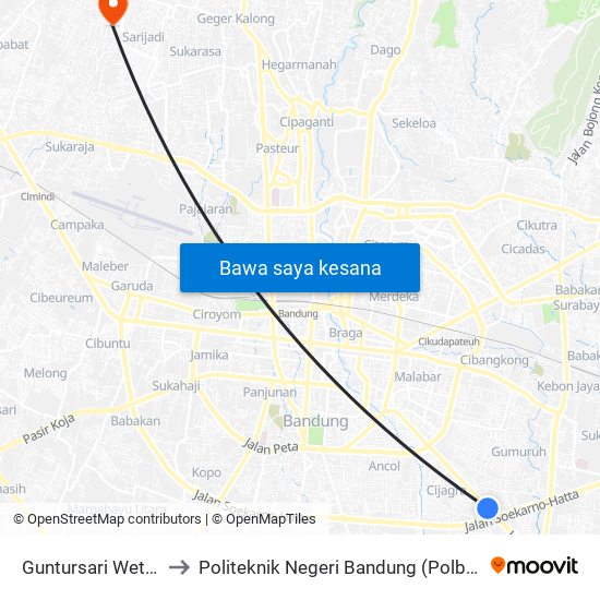 Guntursari Wetan to Politeknik Negeri Bandung (Polban) map
