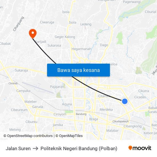Jalan Suren to Politeknik Negeri Bandung (Polban) map