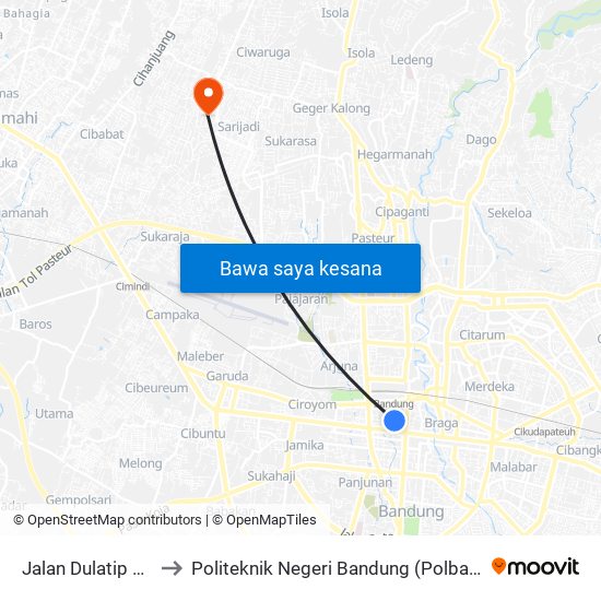 Jalan Dulatip 40 to Politeknik Negeri Bandung (Polban) map