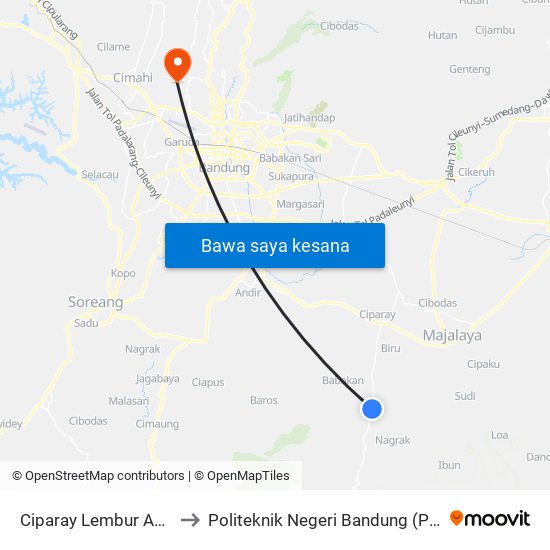 Ciparay Lembur Awi 30 to Politeknik Negeri Bandung (Polban) map