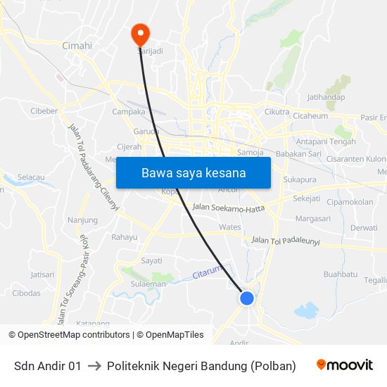 Sdn Andir 01 to Politeknik Negeri Bandung (Polban) map
