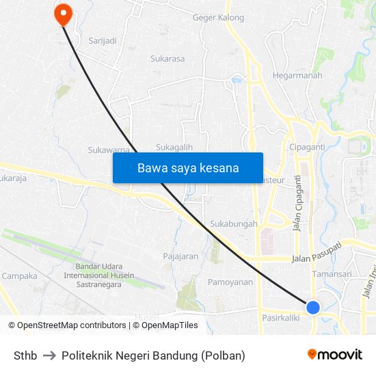 Sthb to Politeknik Negeri Bandung (Polban) map