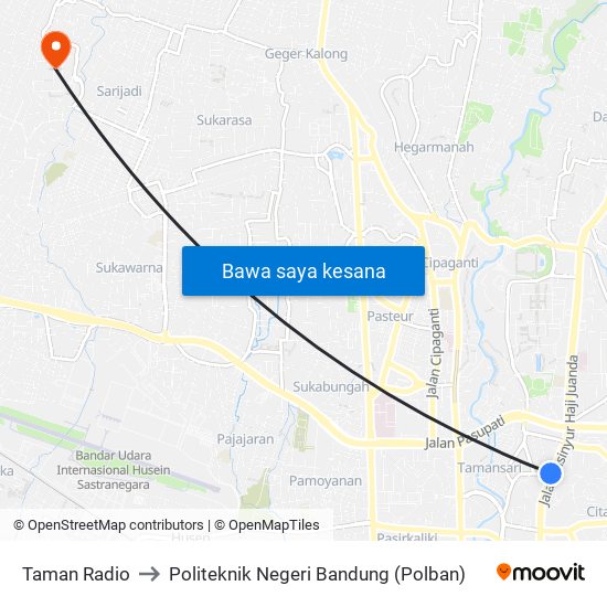 Taman Radio to Politeknik Negeri Bandung (Polban) map