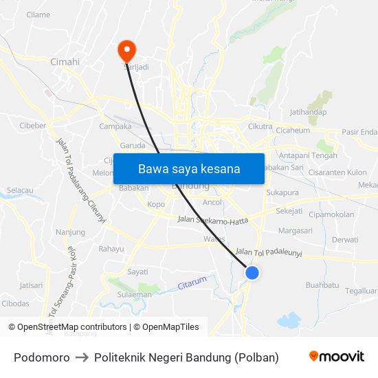 Podomoro to Politeknik Negeri Bandung (Polban) map