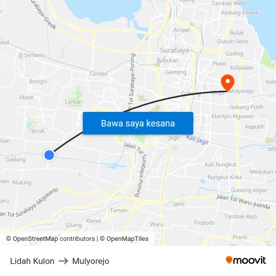 Lidah Kulon to Mulyorejo map