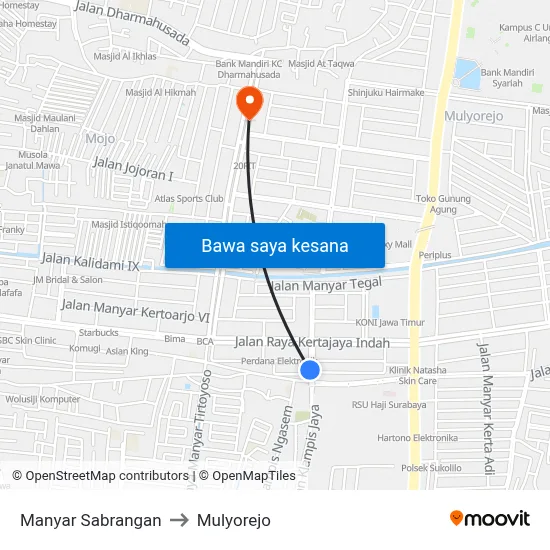 Manyar Sabrangan to Mulyorejo map