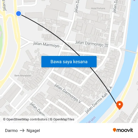 Darmo to Ngagel map