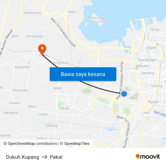 Dukuh Kupang to Pakal map