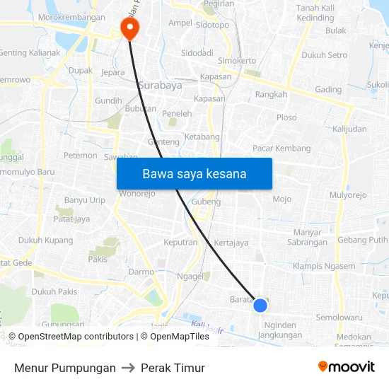 Menur Pumpungan to Perak Timur map