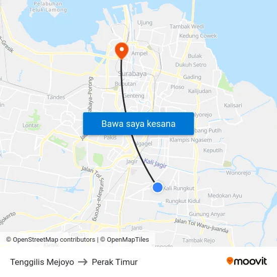 Tenggilis Mejoyo to Perak Timur map