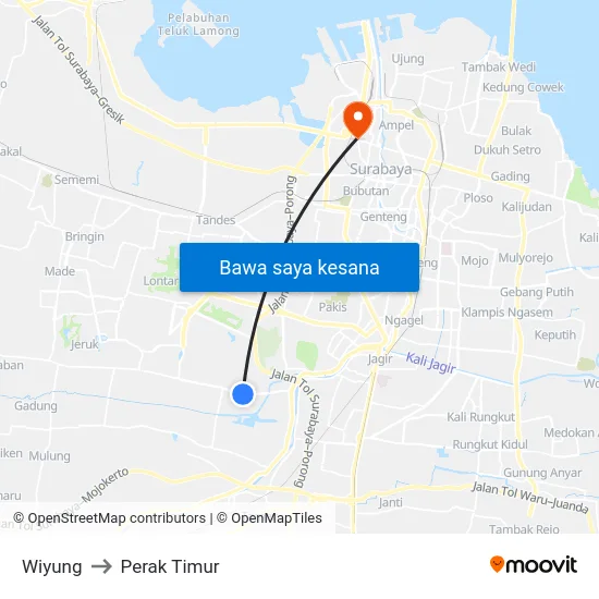 Wiyung to Perak Timur map
