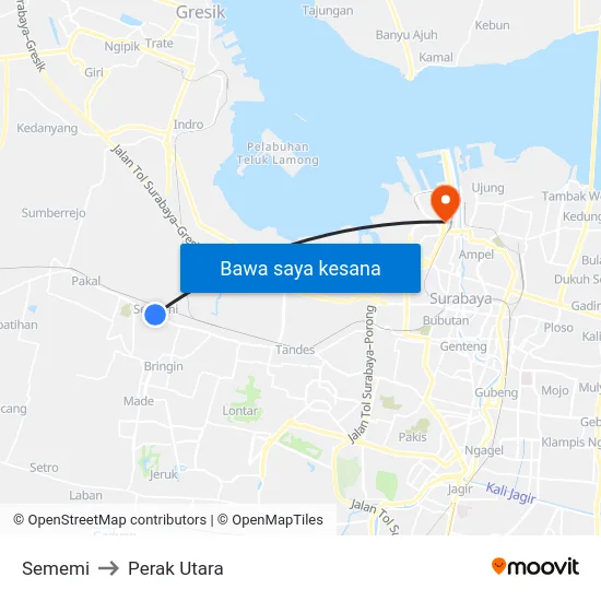 Sememi to Perak Utara map