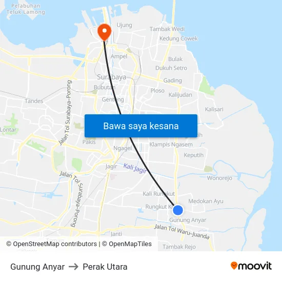 Gunung Anyar to Perak Utara map