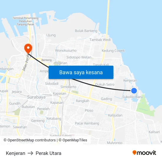 Kenjeran to Perak Utara map