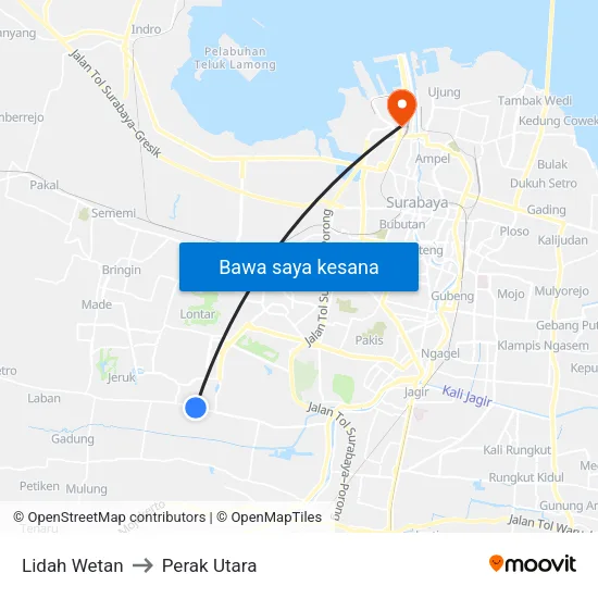 Lidah Wetan to Perak Utara map
