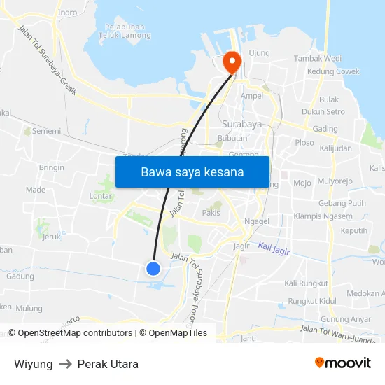 Wiyung to Perak Utara map