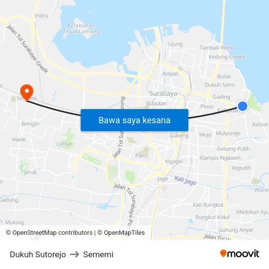 Dukuh Sutorejo to Sememi map
