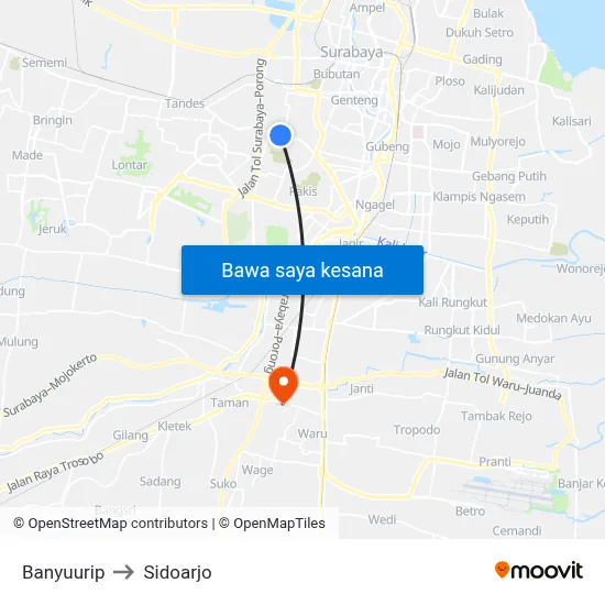 Banyuurip to Sidoarjo map