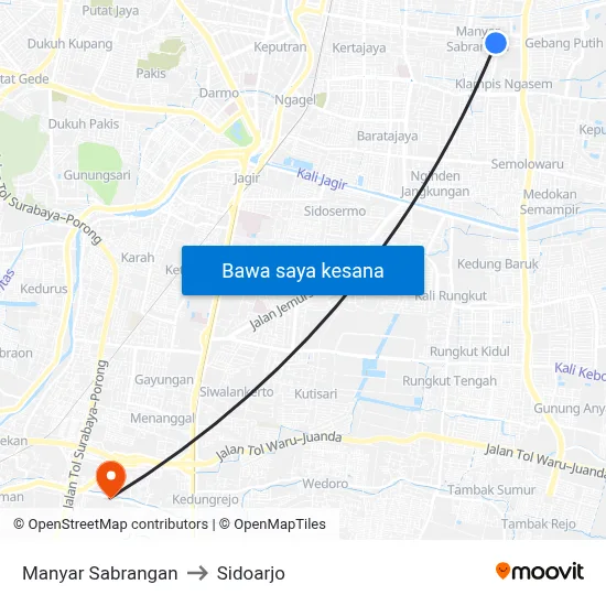 Manyar Sabrangan to Sidoarjo map