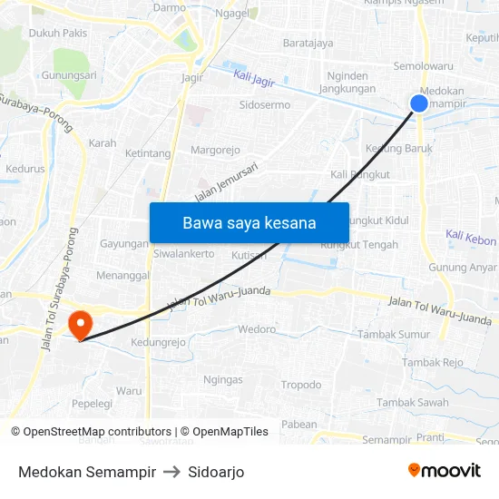 Medokan Semampir to Sidoarjo map