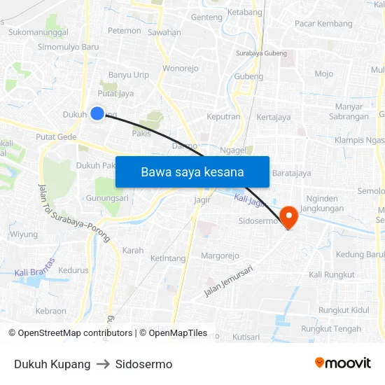 Dukuh Kupang to Sidosermo map