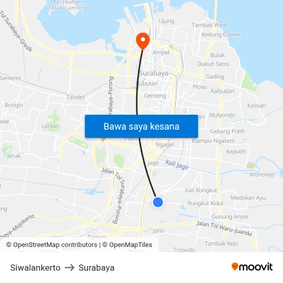 Siwalankerto to Surabaya map