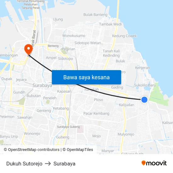 Dukuh Sutorejo to Surabaya map