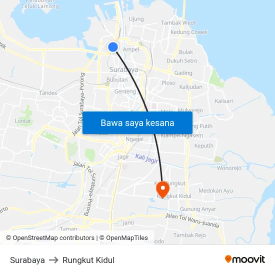 Surabaya to Rungkut Kidul map