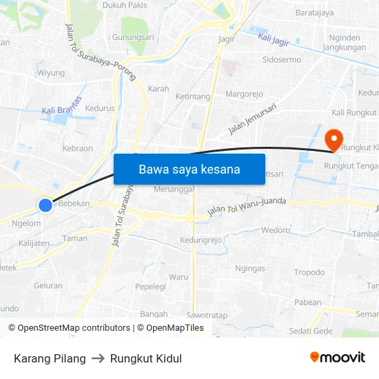 Karang Pilang to Rungkut Kidul map