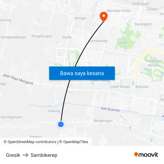 Gresik to Sambikerep map