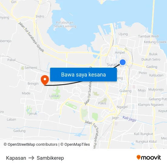 Kapasan to Sambikerep map