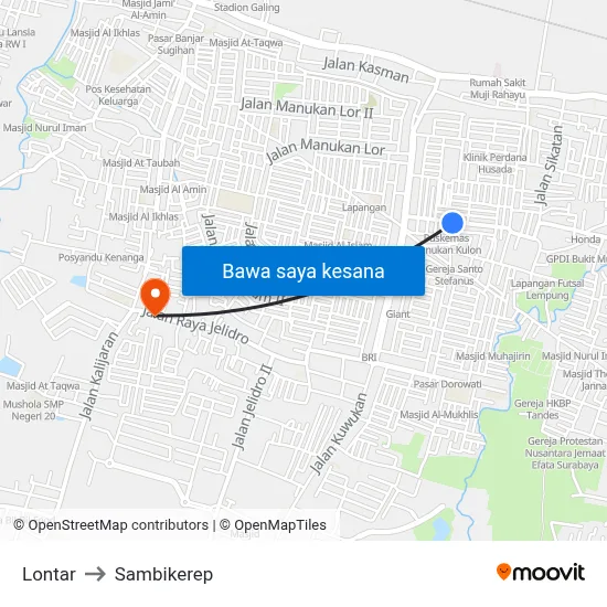 Lontar to Sambikerep map