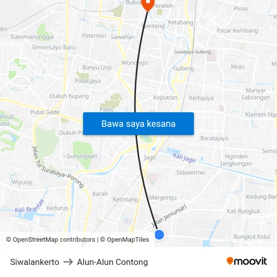 Siwalankerto to Alun-Alun Contong map