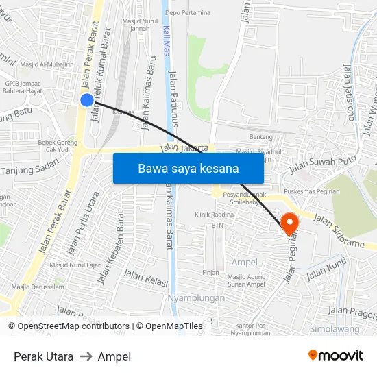 Perak Utara to Ampel map