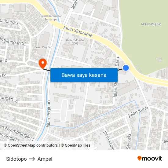 Sidotopo to Ampel map