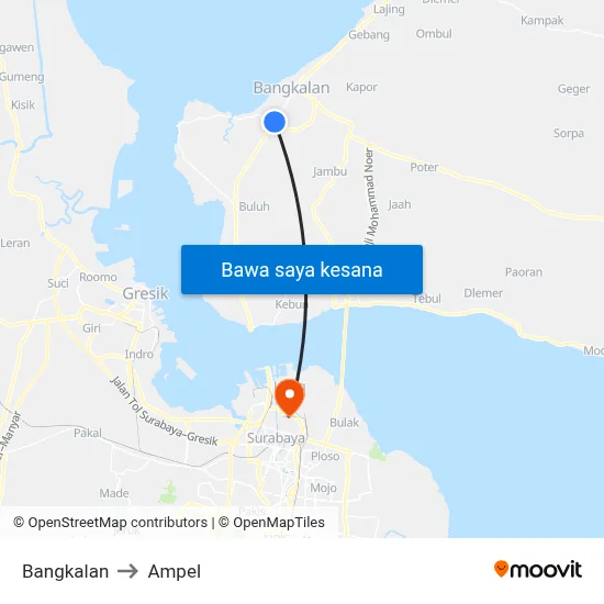 Bangkalan to Ampel map
