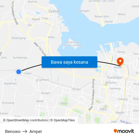 Benowo to Ampel map