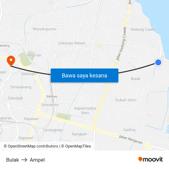 Bulak to Ampel map
