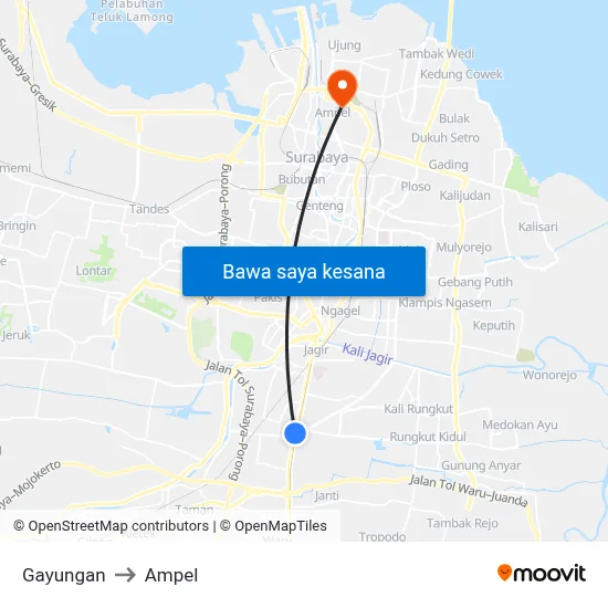 Gayungan to Ampel map