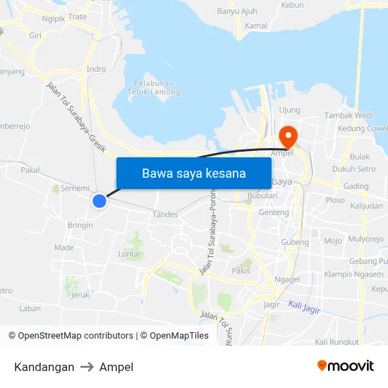 Kandangan to Ampel map