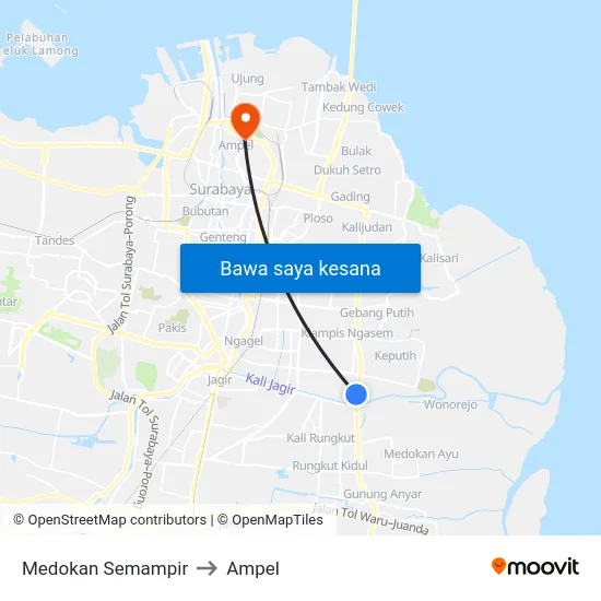 Medokan Semampir to Ampel map