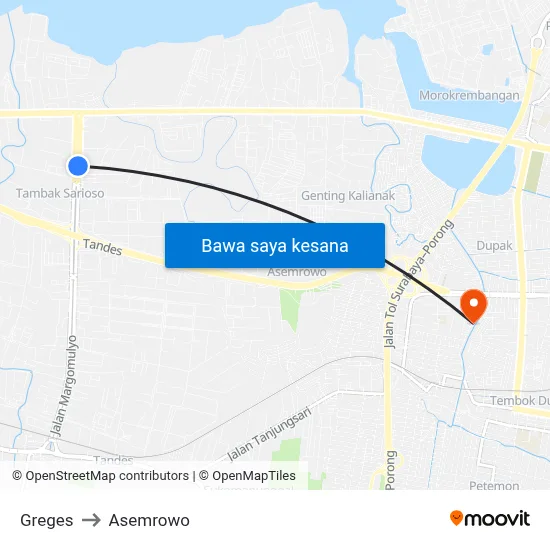 Greges to Asemrowo map