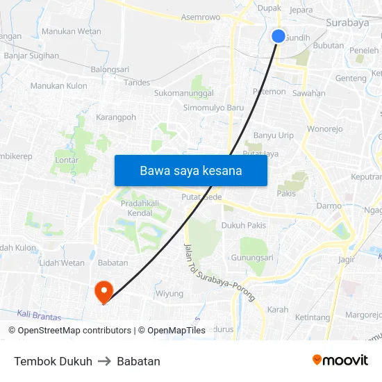 Tembok Dukuh to Babatan map