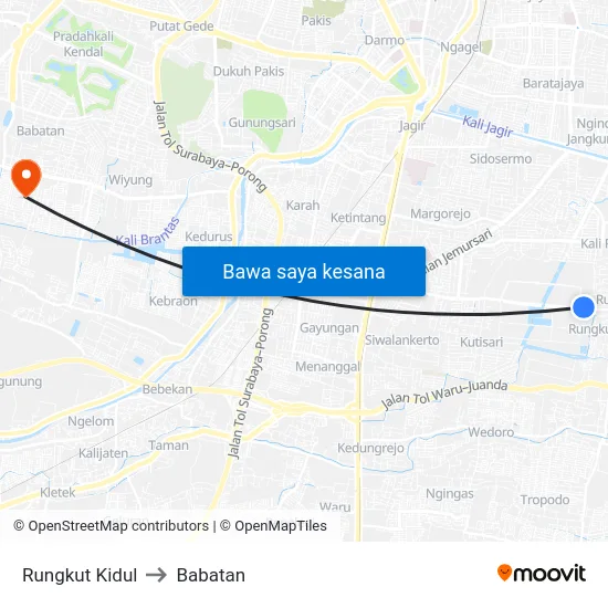 Rungkut Kidul to Babatan map