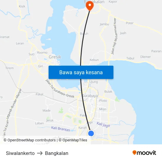 Siwalankerto to Bangkalan map
